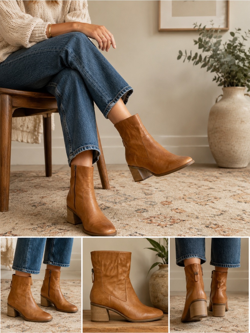 Kelsi Dagger Brooklyn Island Fox Brown Leather Booties Size 9 NWOT